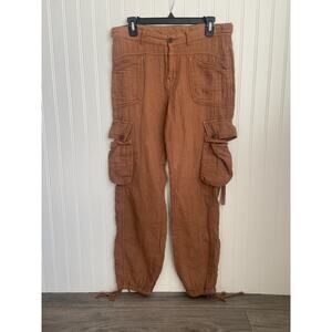 Free People Pants Women's Size 4 Orange/Brown Cargo Gauze 100% Cotton, y2k